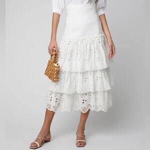 ALEXIS‎ Faustine Ruffled White Midi Skirt Women’s Size XS